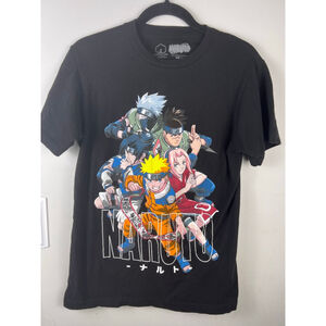 Naruto Anime T Shirt Small Black Graphic Kakashi Sasuke Sakura Licensed Tee
